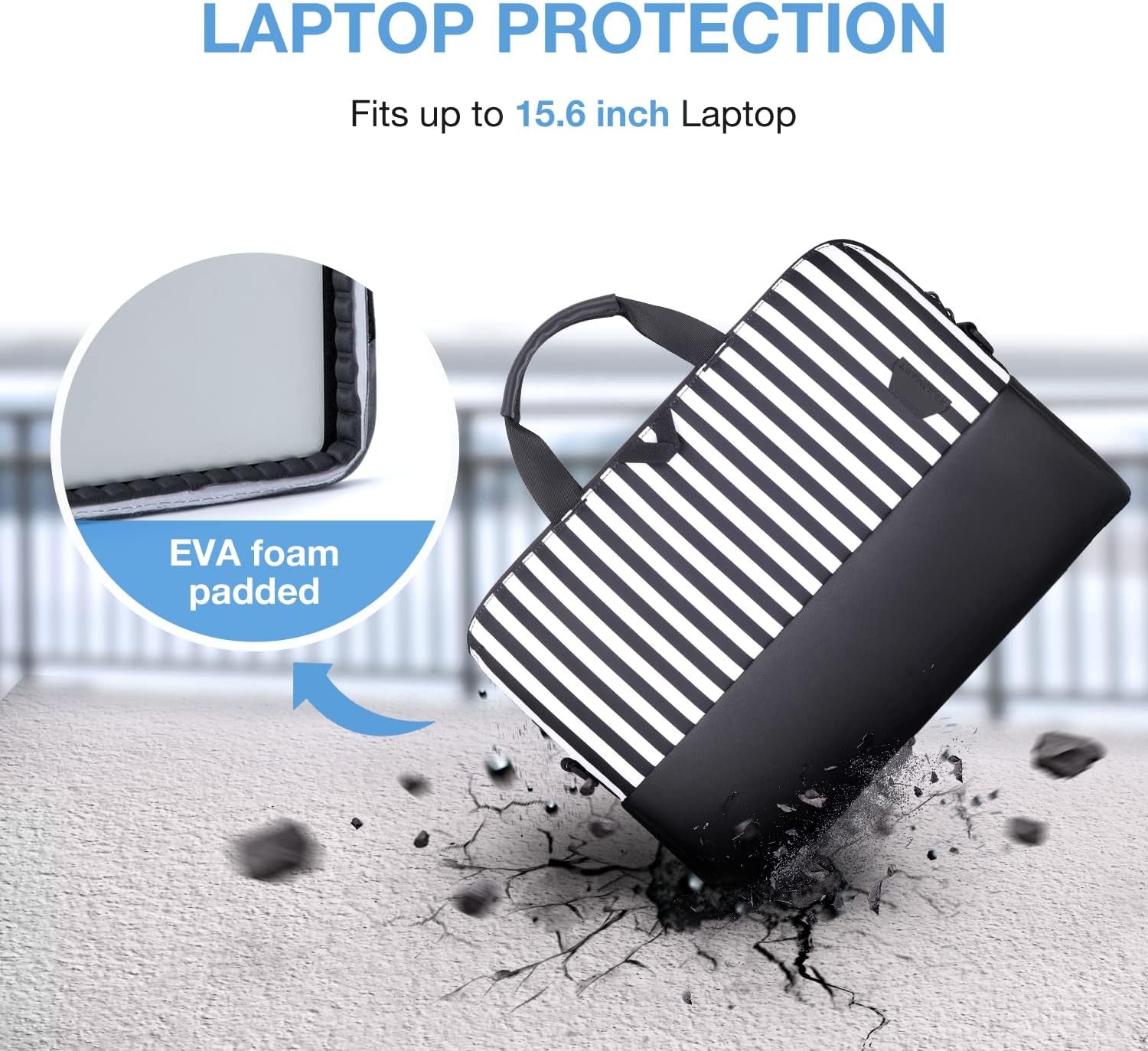 Laptop Bag for Women, Laptop Sleeve, 15.6 Inch Laptop Case, Computer Bag, Laptop Briefcase Office Work Travel, Zebra Stripes
